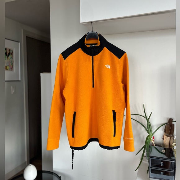 The North Face orange/black half-zip fleece fall outdoor athletic sweater Sz M - Picture 4 of 13